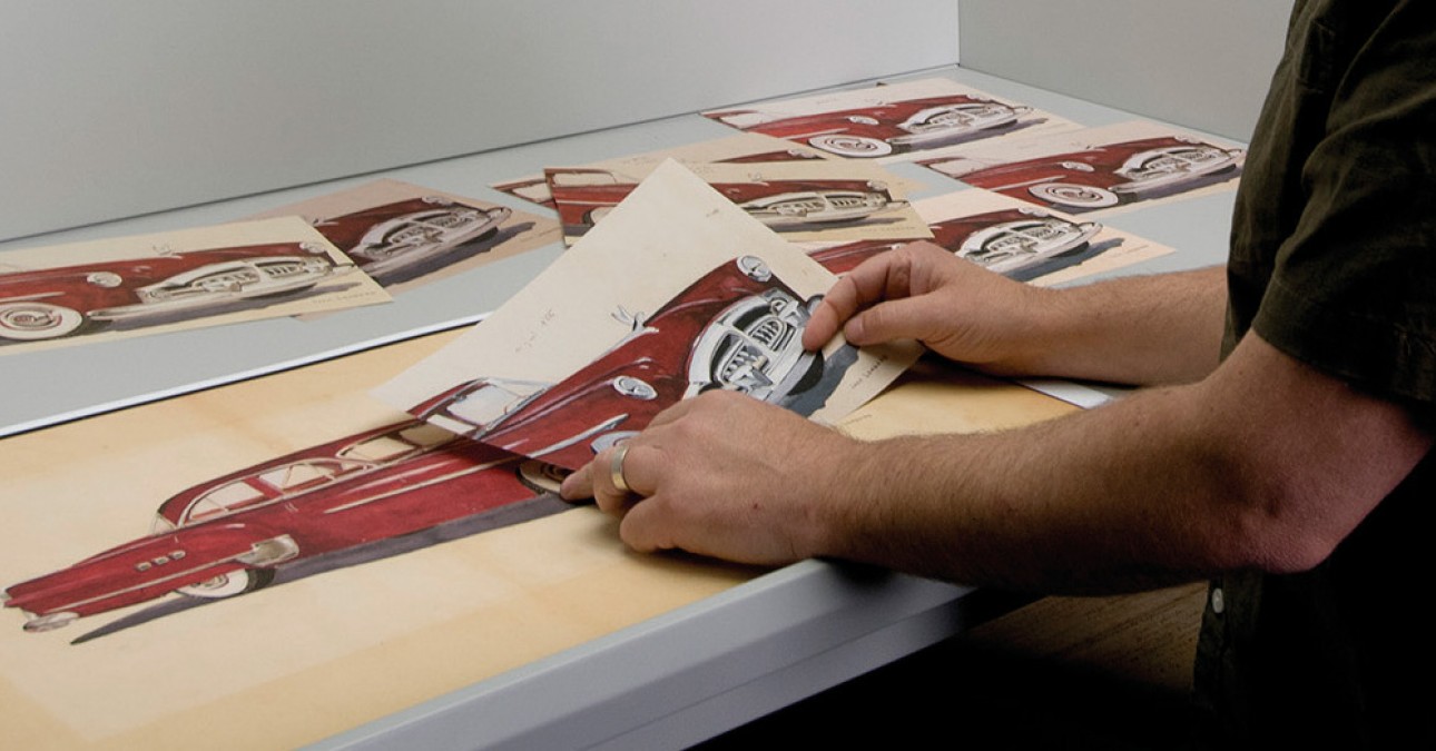 Andy with facsimile prints