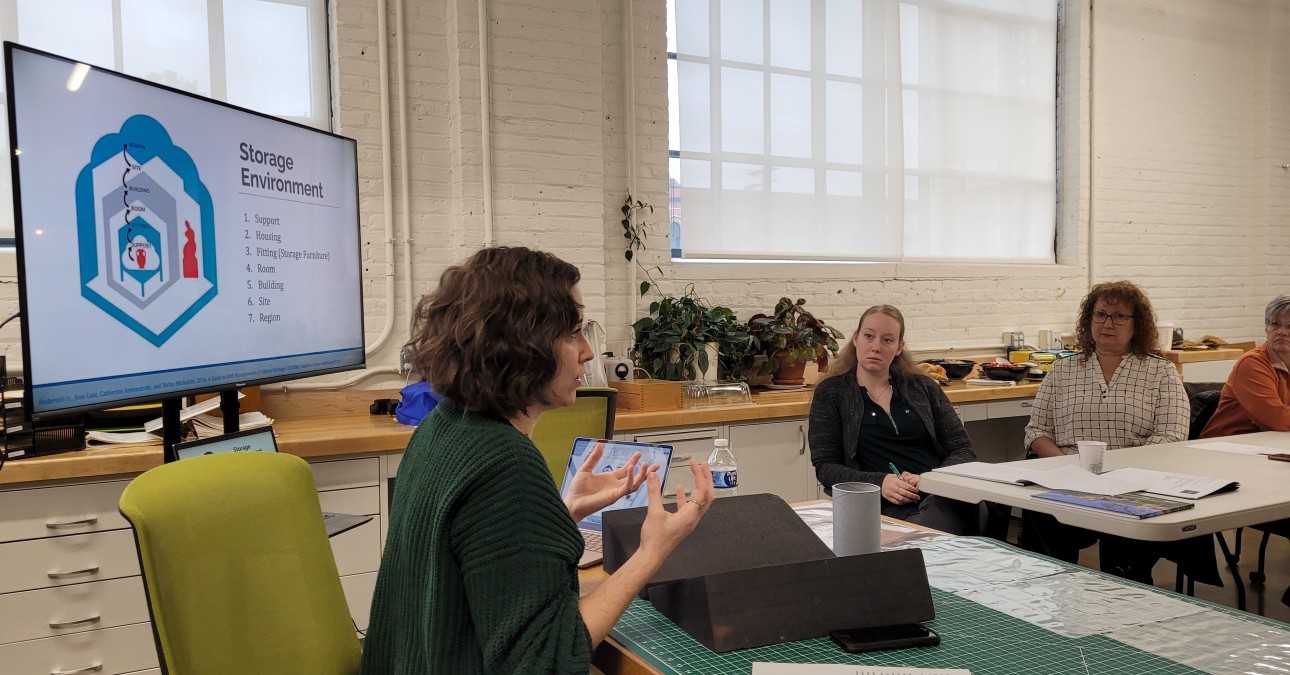 A CCAHA Preservation Services team member leading a presentation on preservation planning 